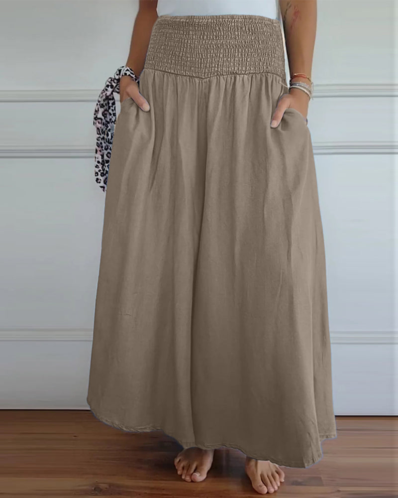 Damen Weite-Hose mit hohem Bund – Lässige elegante Freizeithose, bequemer Alltagsstil