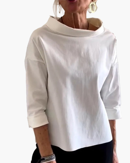 Elegantes Damen-Oberteil mit U-Boot-Ausschnitt und Dreiviertel-Ärmeln