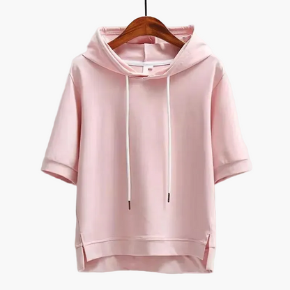 Damen Kurzarm Kapuzenpullover – Moderner Freizeit Hoodie mit Boxy-Schnitt für Alltag und Sport
