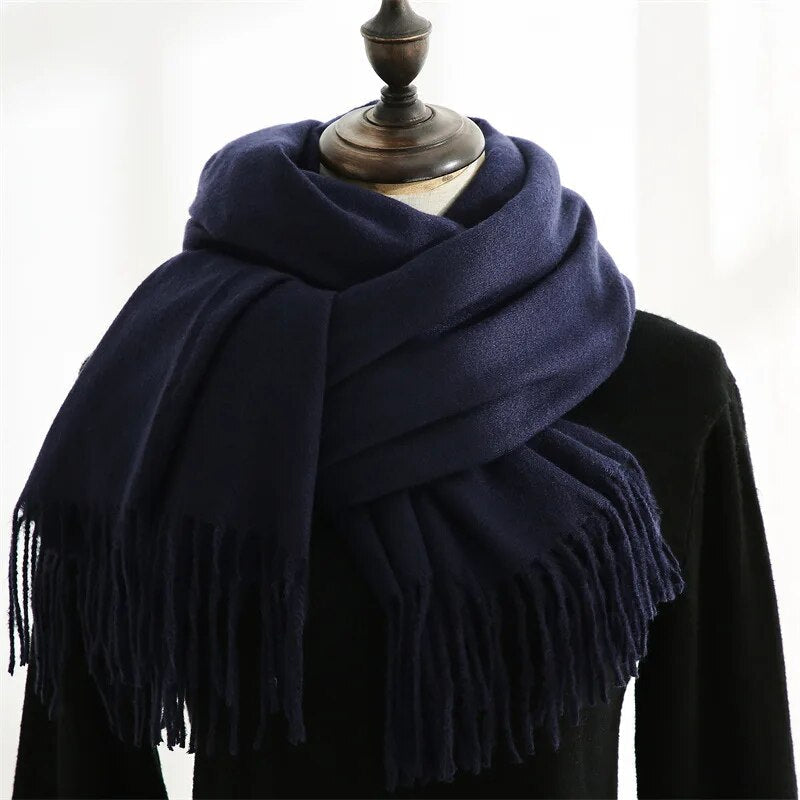 Unisex Winter Schal mit Fransen weichem Material