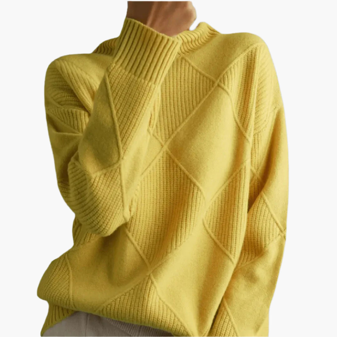 Damen Strickpullover mit Rautenmuster – Modischer Oversize-Pullover für Alltag und Büro