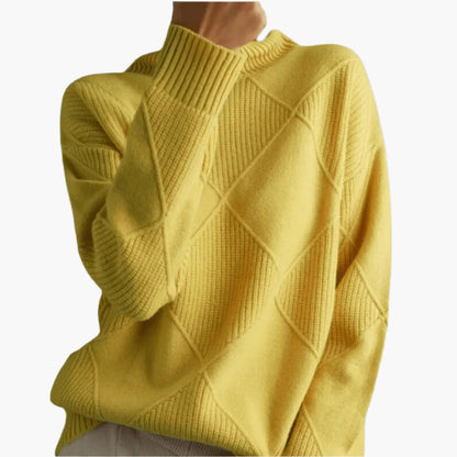 Damen Strickpullover mit Rautenmuster – Modischer Oversize-Pullover für Alltag und Büro
