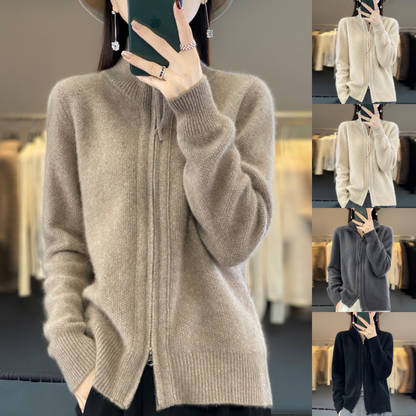 Damen Strickjacke mit Reißverschluss – Eleganter Cardigan für Alltag und Büro