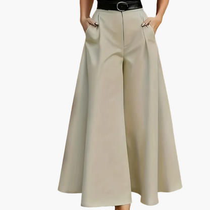 Damen Elegante Weite High Waist Palazzo Hose – Stilvolle Business & Freizeit Culotte mit Gürtel