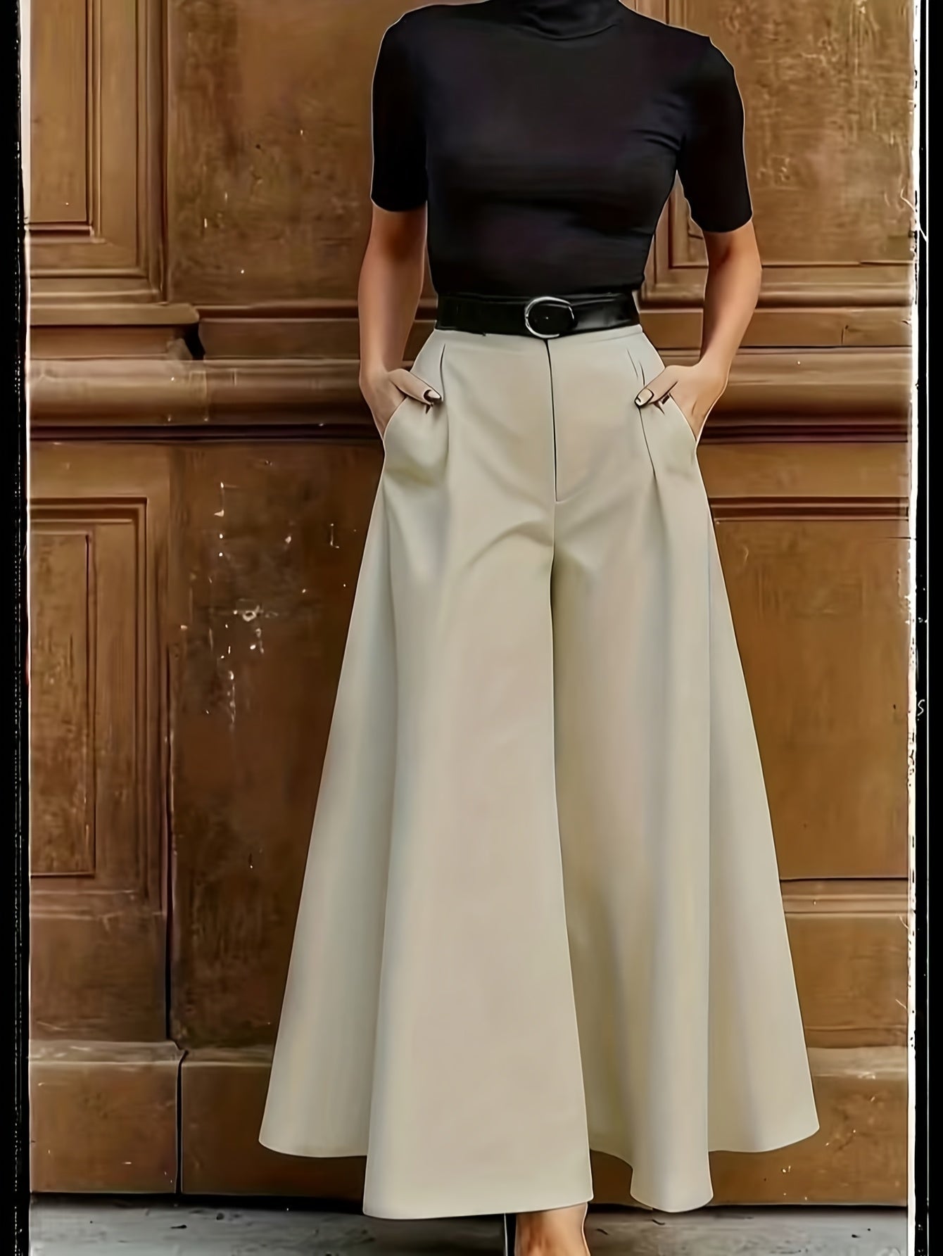 Damen Weitbeinige Palazzo-Hose Eleganter High-Waist Business & Abend-Look
