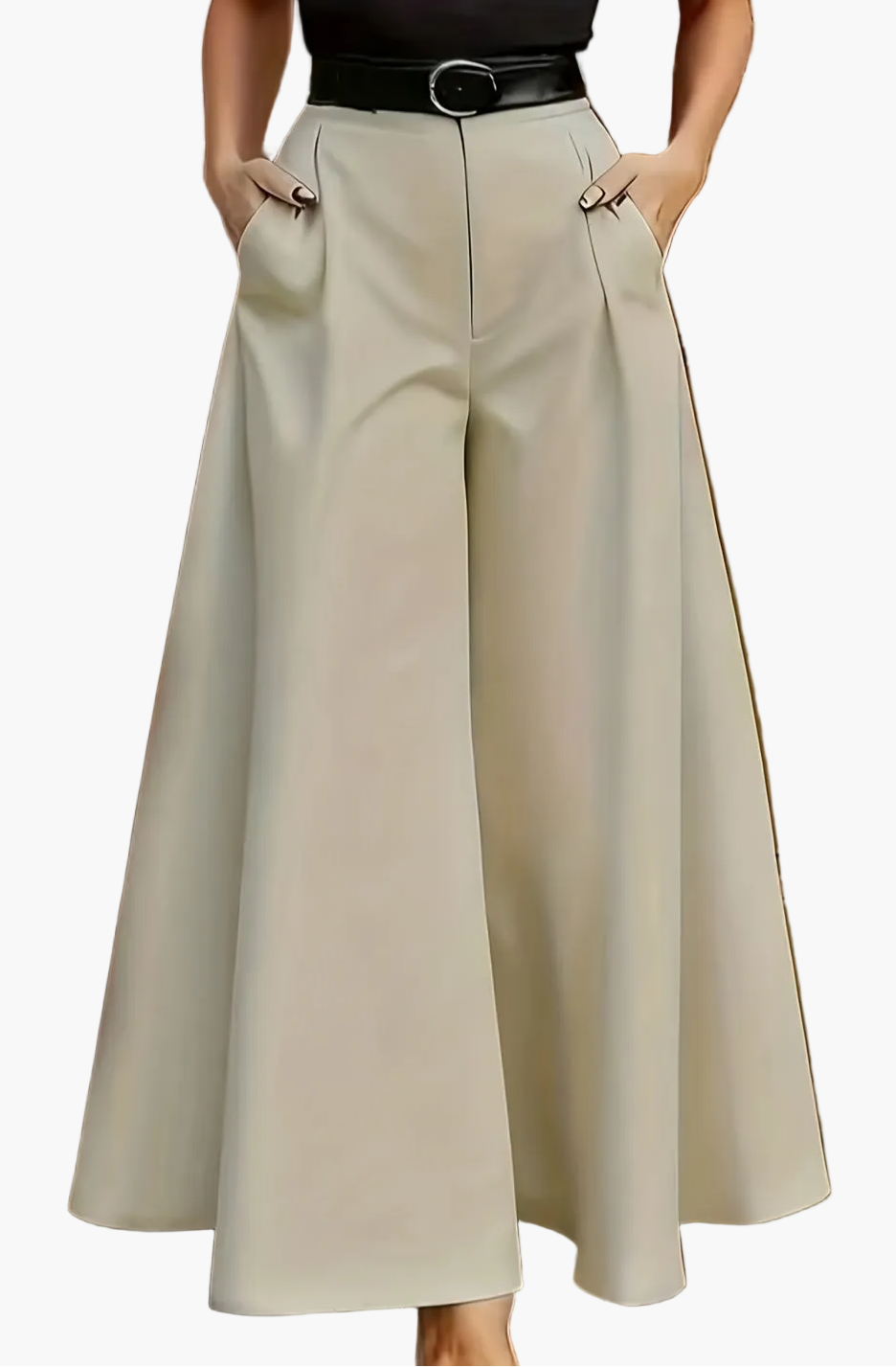 Damen Weitbeinige Palazzo-Hose Eleganter High-Waist Business & Abend-Look