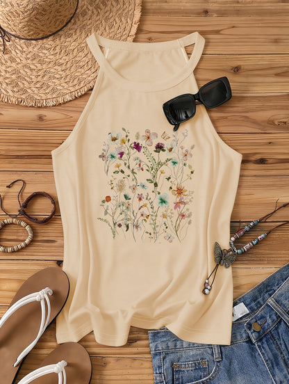 Damen Sommer Tanktop mit Blumenmuster – Lässiges Freizeitshirt für den Alltag und Urlaub