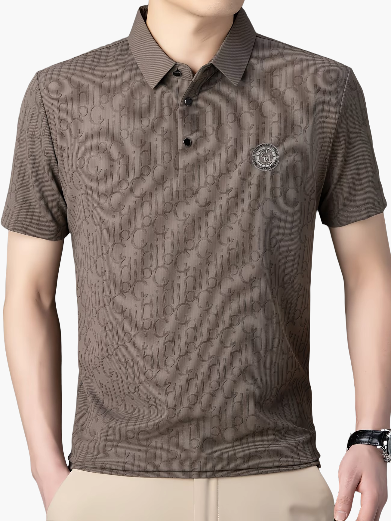 Herren Poloshirt mit modernem Muster und Knopfleiste – Stilvoll für Freizeit & Alltag
