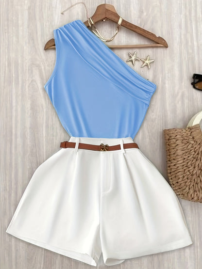 Damen Ein-Schulter Jumpsuit Elegant für Sommer und Freizeit