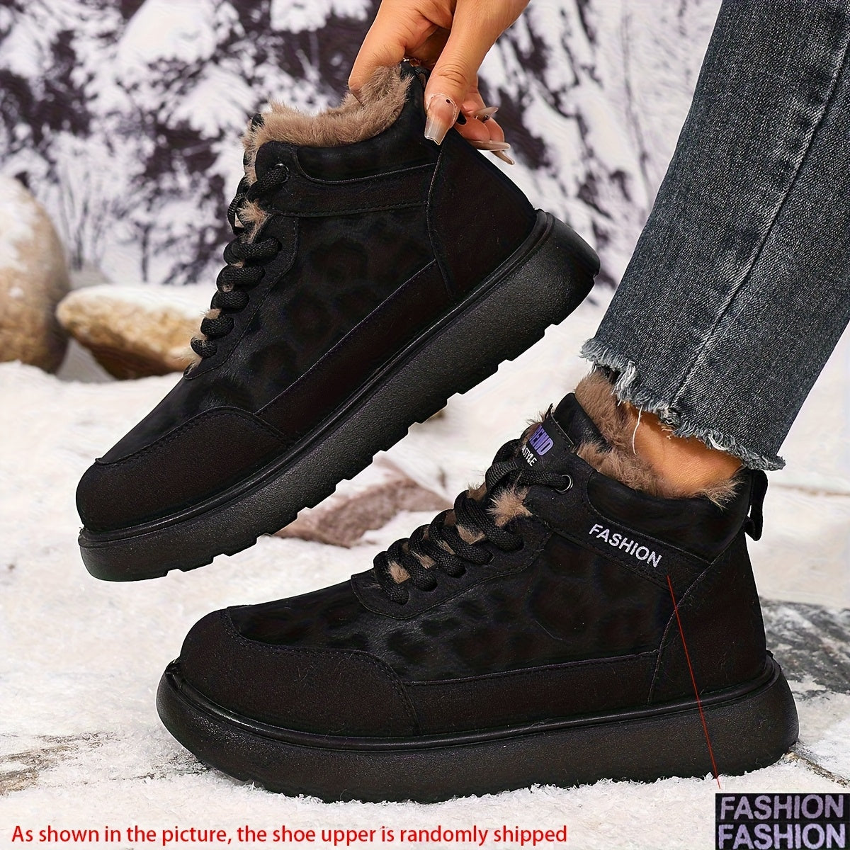 Damen Winterstiefeletten mit warmem Futter und Schnürung, Plateau Sohle