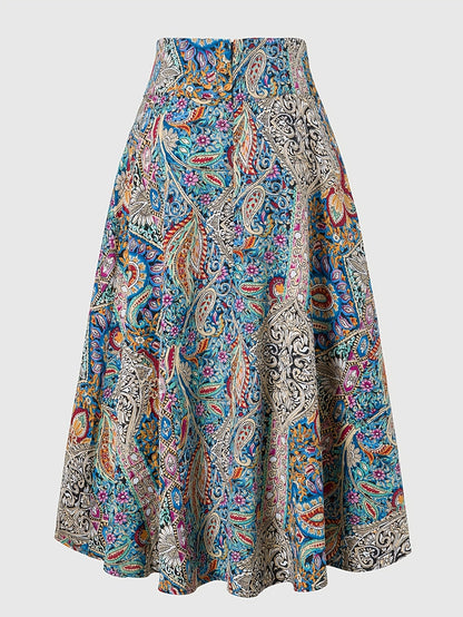Damen Sommer Midikleid Elegant mit Paisley-Muster und Schleife – Perfekt für den Marktbesuch oder Urlaub