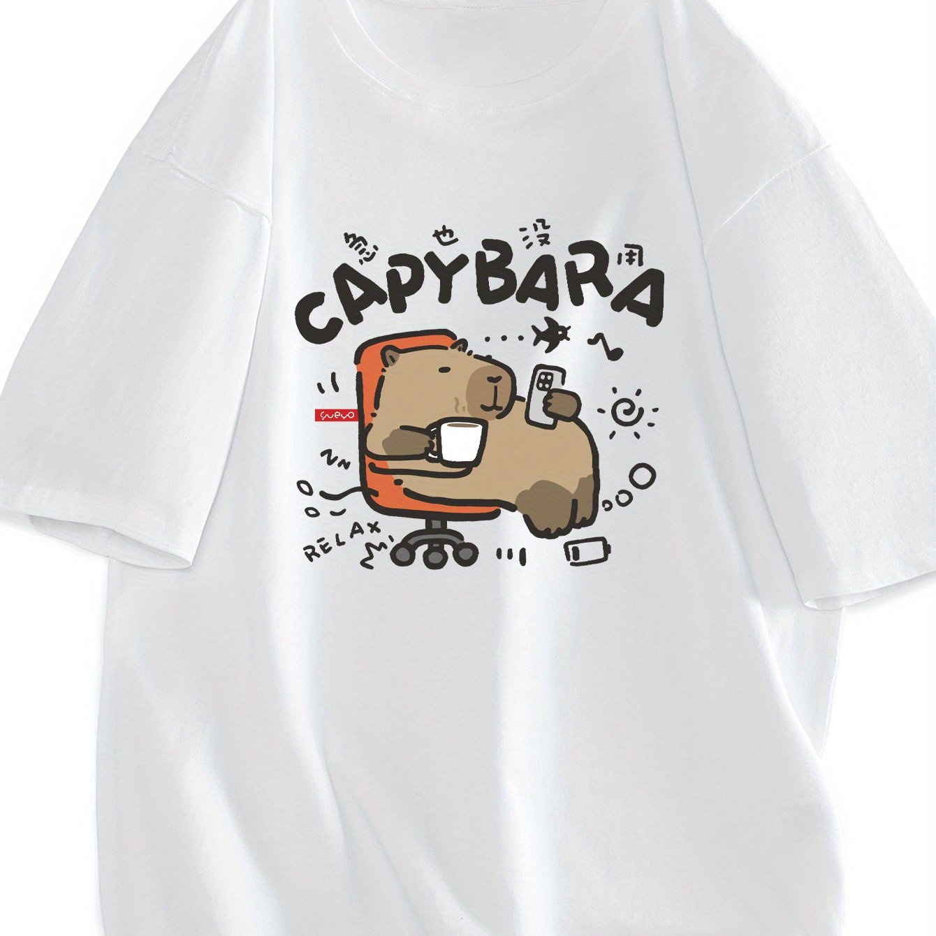 Herren T-Shirt mit Capybara-Print – Lustiges Freizeitshirt für entspannte Tage