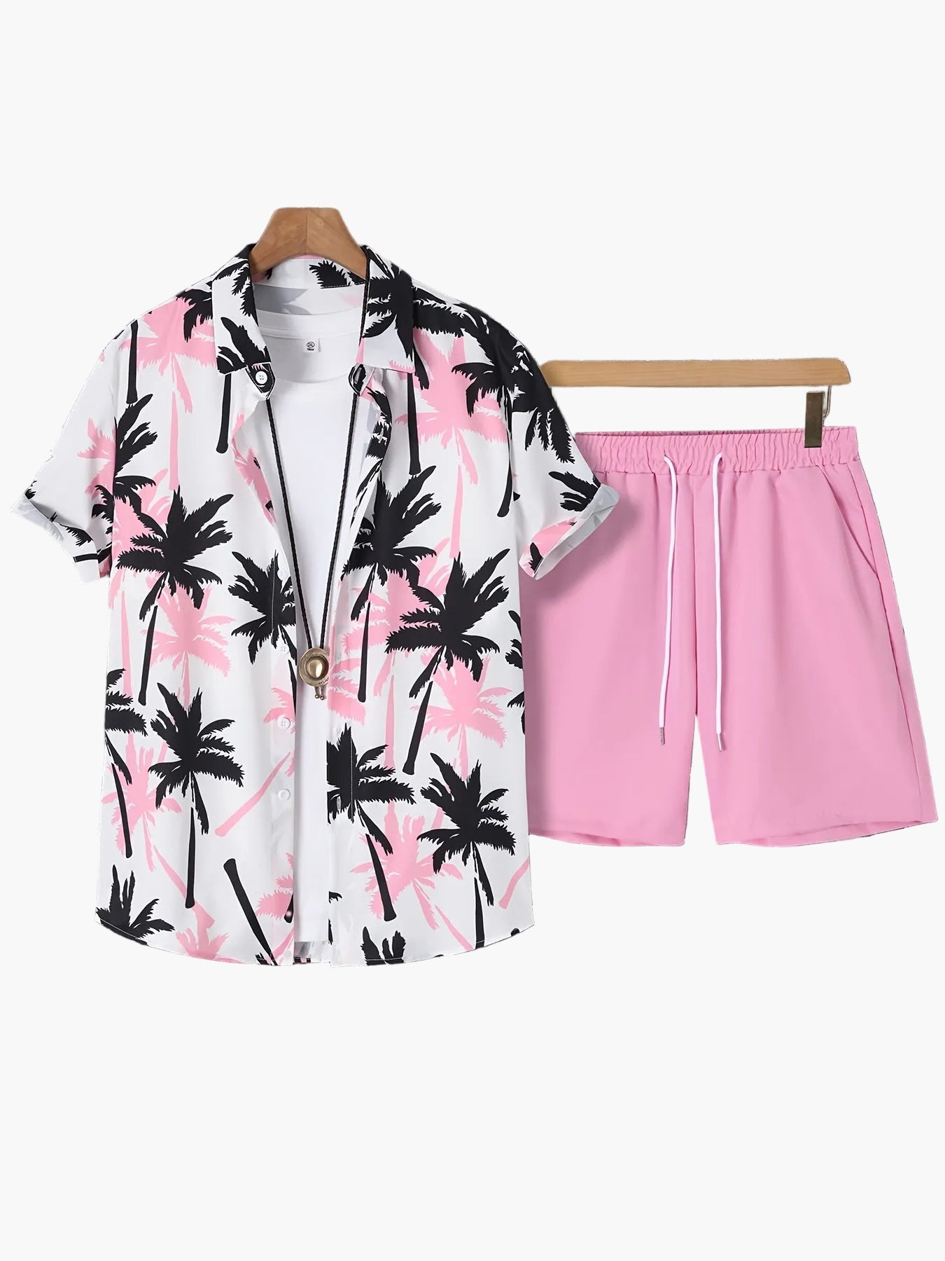 Herren Strandhemd Set – Lässiges Palmenmuster für Sommer und Urlaub