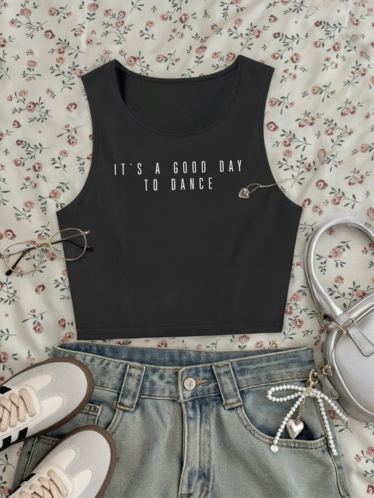 Damen Cropped Tanktop mit Print – Moderner Freizeit-Look für Tanzliebhaberinnen