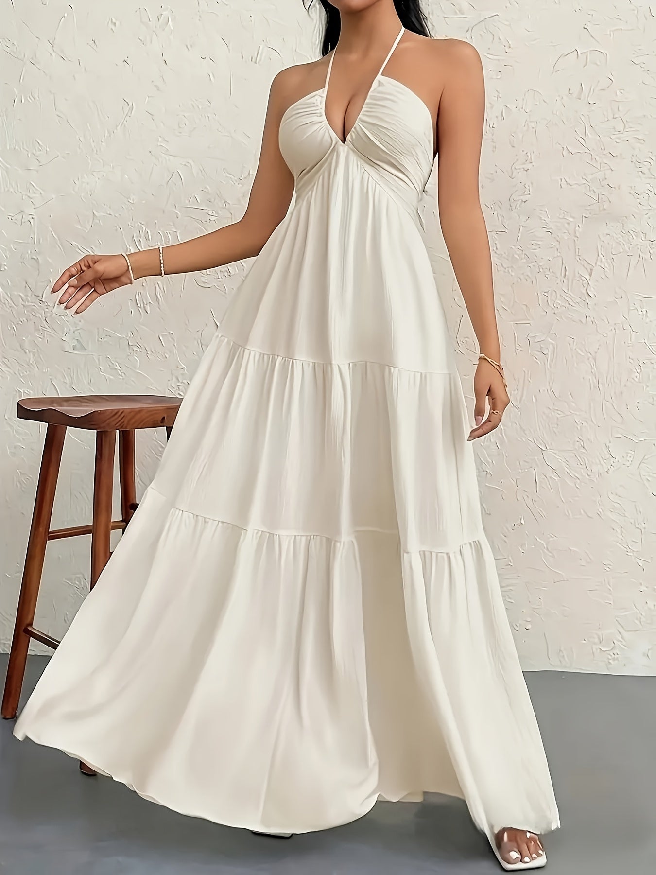 Damen Maxikleid Elegant mit Spaghettiträgern und Rückenfrei – Stilvolles Abend- und Sommerkleid