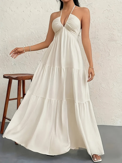 Damen Maxikleid Elegant mit Spaghettiträgern und Rückenfrei – Stilvolles Abend- und Sommerkleid