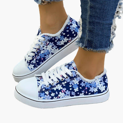 Damen Sneaker mit Blumenmuster – Modische Freizeitschuhe für Alltag und Spaziergänge