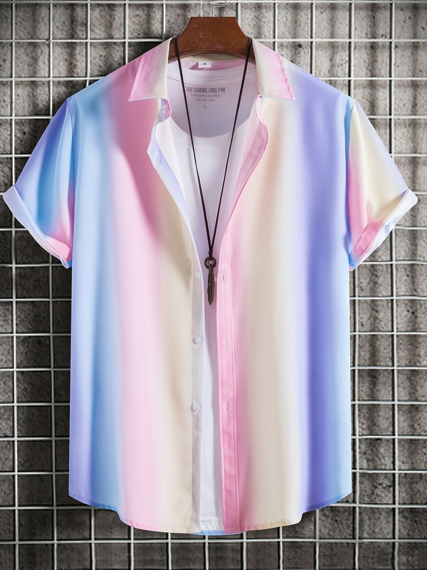 Herren Kurzarm Freizeithemd mit Muschel-Print – Modernes Urlaubshemd für Strand und Sommer