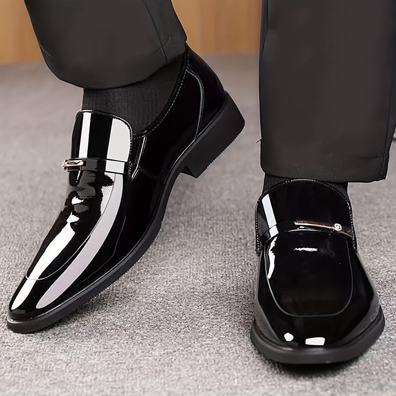 Herren Elegante Business Slipper – Klassische Lackschuhe für Büro & festliche Anlässe