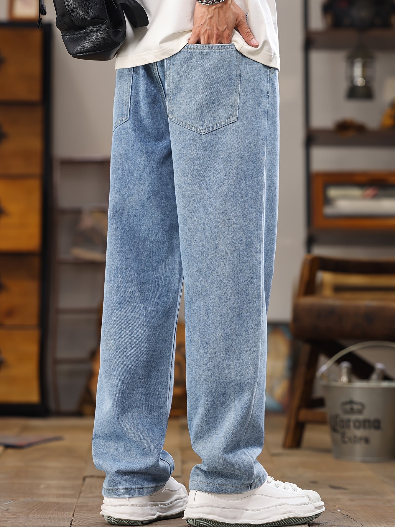 Herren Relaxed Fit Jeans Jogginghose – Modischer Freizeit-Look mit Kordelzug
