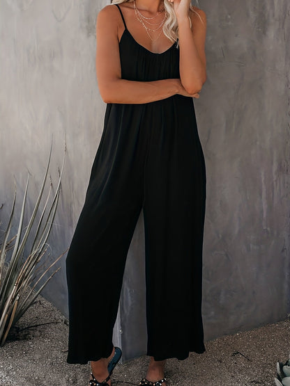 Damen Jumpsuit mit Spaghettiträgern – Lässiger Einteiler für Alltag und Urlaub