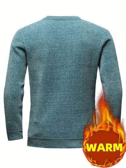 Herren Pullover Rundhals Langarm Strickpullover mit Streifenmuster