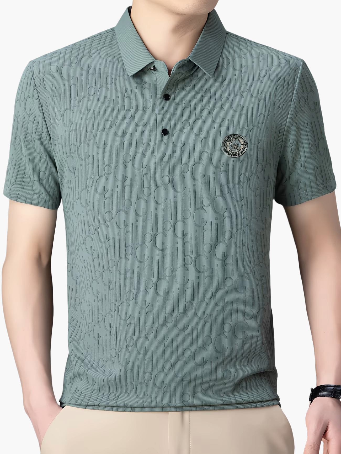 Herren Poloshirt mit modernem Muster und Knopfleiste – Stilvoll für Freizeit & Alltag