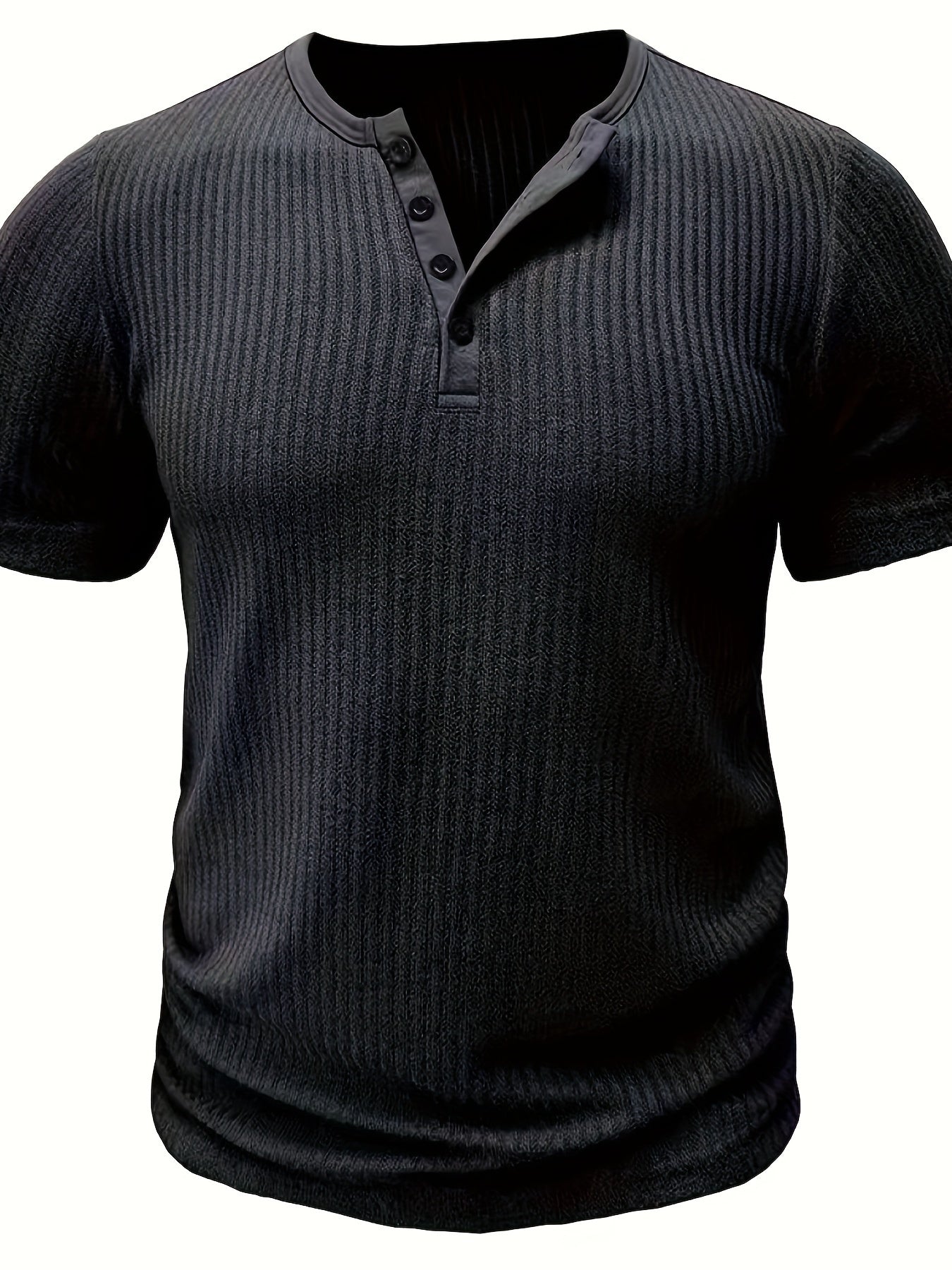 Herren Henley T-Shirt mit Knopfleiste und Rippstruktur – Freizeitstil für Alltag & Sommer