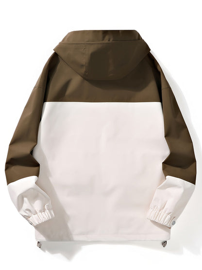 Unisex Kapuzenjacke Color-Blocking Reißverschluss Windjacke Freizeit