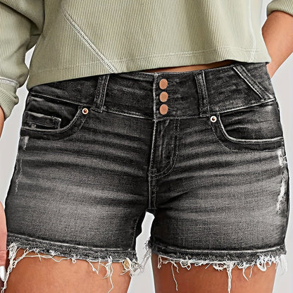 Damen Jeansshorts im Used-Look mit Fransen – Lässiger Sommer-Stil