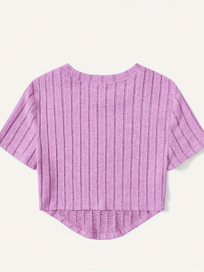 Damen Kurzarm-Ripptop im Casual-Look – Perfekt für Freizeit und Alltag