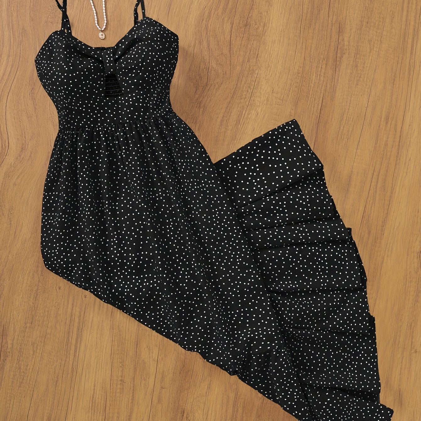 Damen Maxikleid Vintage-Stil mit Punkten und Volants – Eleganter Sommer-Look