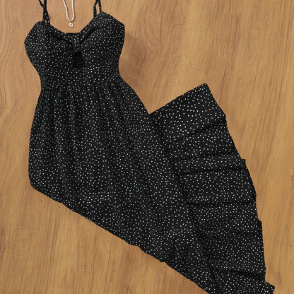 Damen Maxikleid Vintage-Stil mit Punkten und Volants – Eleganter Sommer-Look