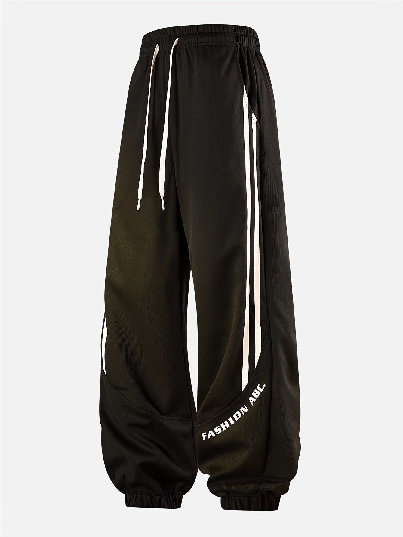 Herren Streetwear Jogginghose mit weitem Bein und Streifen – Urban Style Freizeit Trainingshose