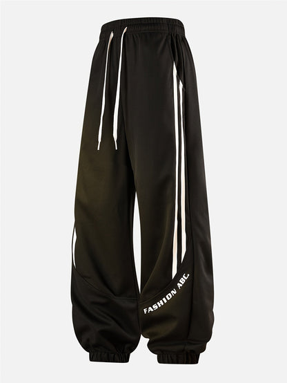 Herren Streetwear Jogginghose mit weitem Bein und Streifen – Urban Style Freizeit Trainingshose