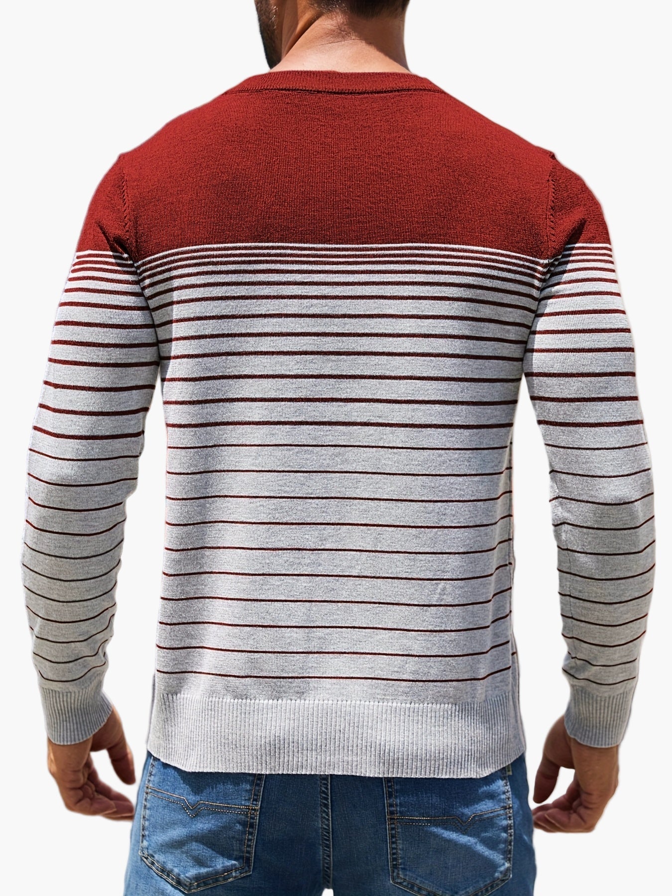 Herren Strickpullover mit Streifenmuster – Modischer Freizeit-Look für Alltag und Büro