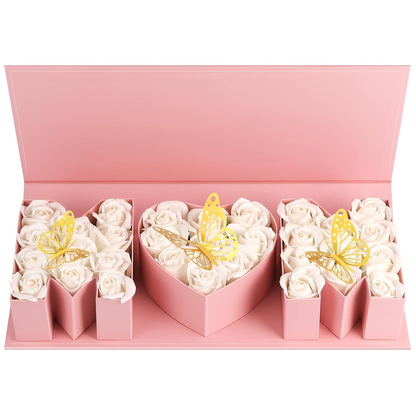 Muttertag Geschenkbox mit Rosen und Schmetterlingen – Elegante Dekoration und Präsentationsbox für Damen