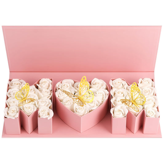 Muttertag Geschenkbox mit Rosen und Schmetterlingen – Elegante Dekoration und Präsentationsbox für Damen
