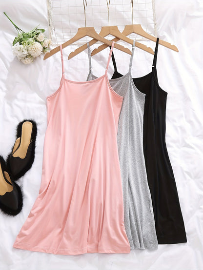 Damen Nachthemd – Elegantes Spaghettiträger Slipdress für gemütliche Nächte und entspannte Tage