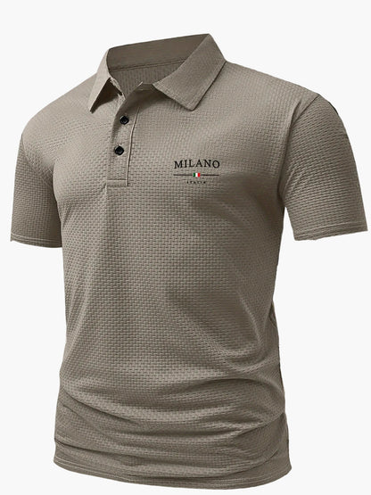 Herren Polo Shirt Casual Stil – Geometrisches Muster, Sommer Freizeit Poloshirt mit Knopfleiste