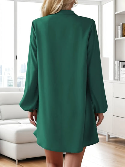 Damen Elegantes Freizeitkleid mit Knopfleiste und V-Ausschnitt – Lässig Modern für Alltag & Büro
