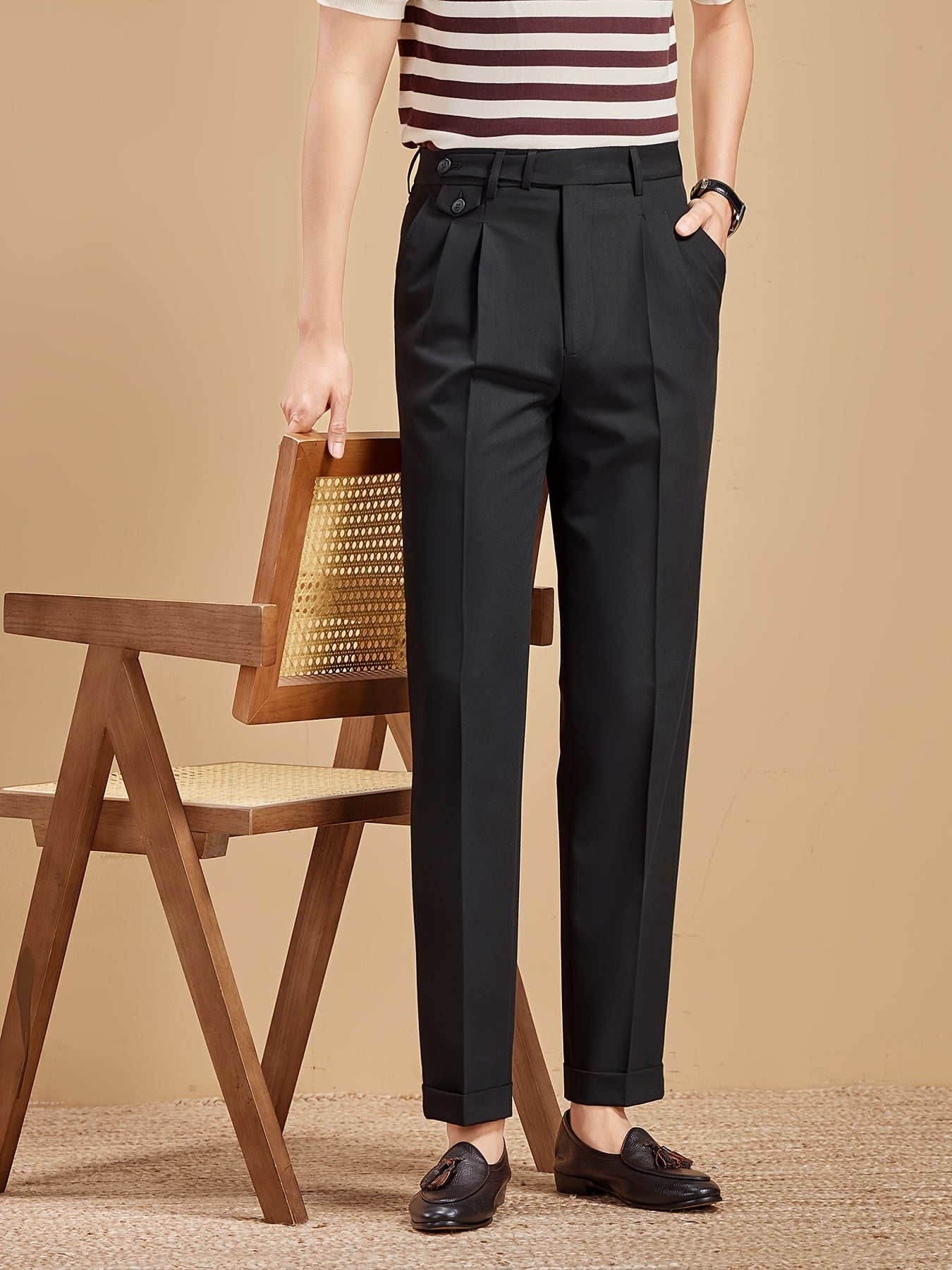 Herren Business-Hose mit Bundfalten – Elegante, Moderne Stoffhose für Büro & Alltag