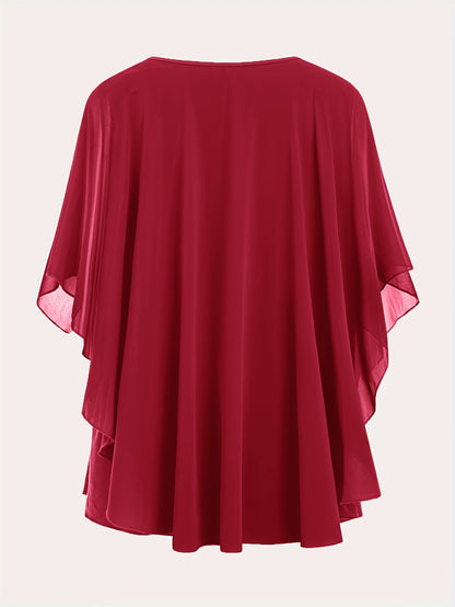 Damen Elegante Oversize Chiffon Bluse für Ausgehen und Büro