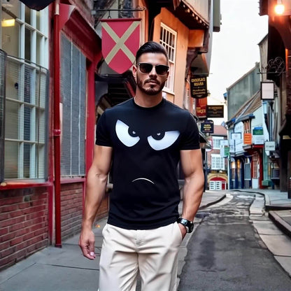 Herren T-Shirt mit lustigem Augen-Print – Casual Style für Alltag und Freizeit