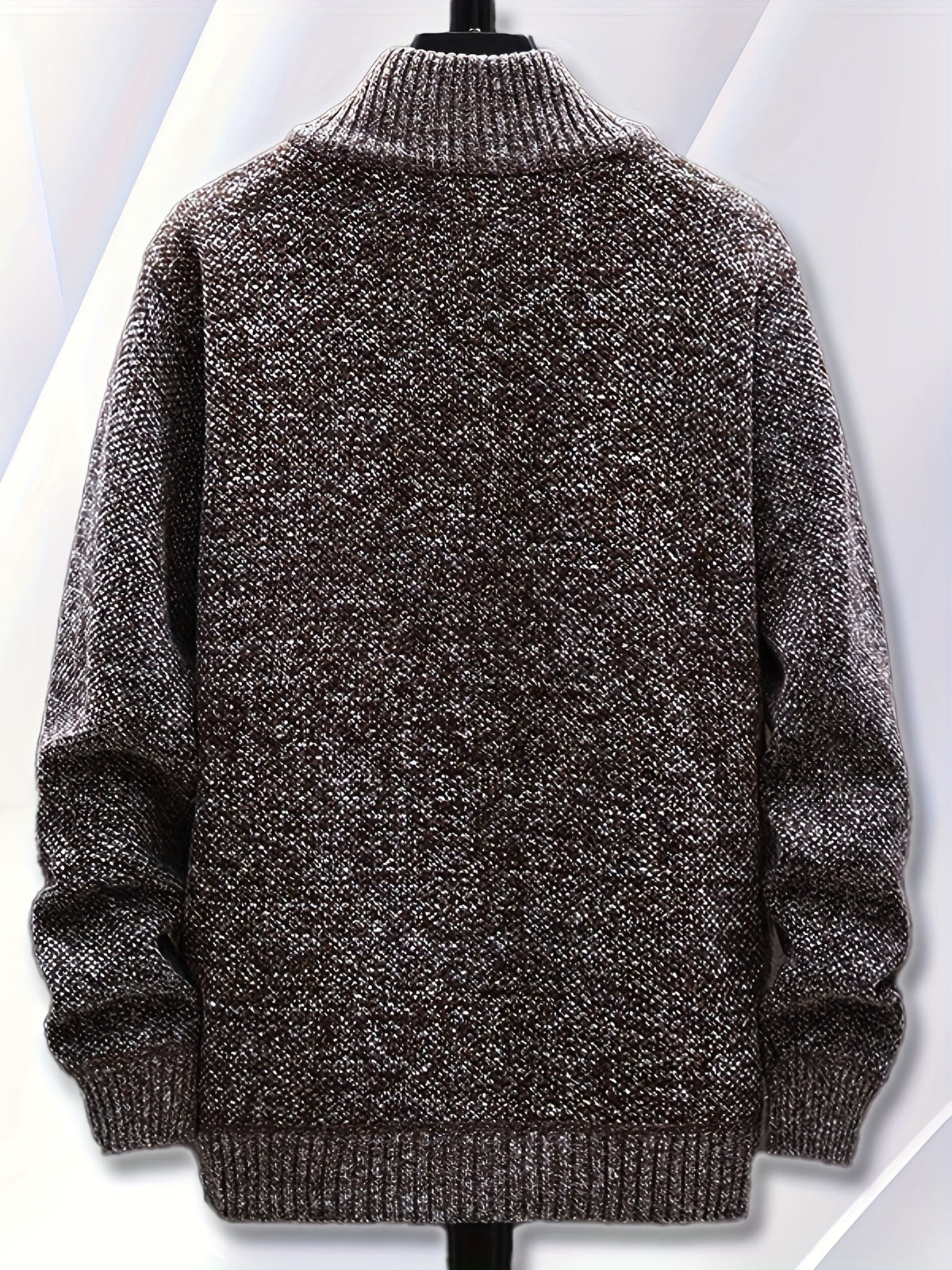 Herren Strickjacke mit Reißverschluss Stehkragen und Taschen meliert