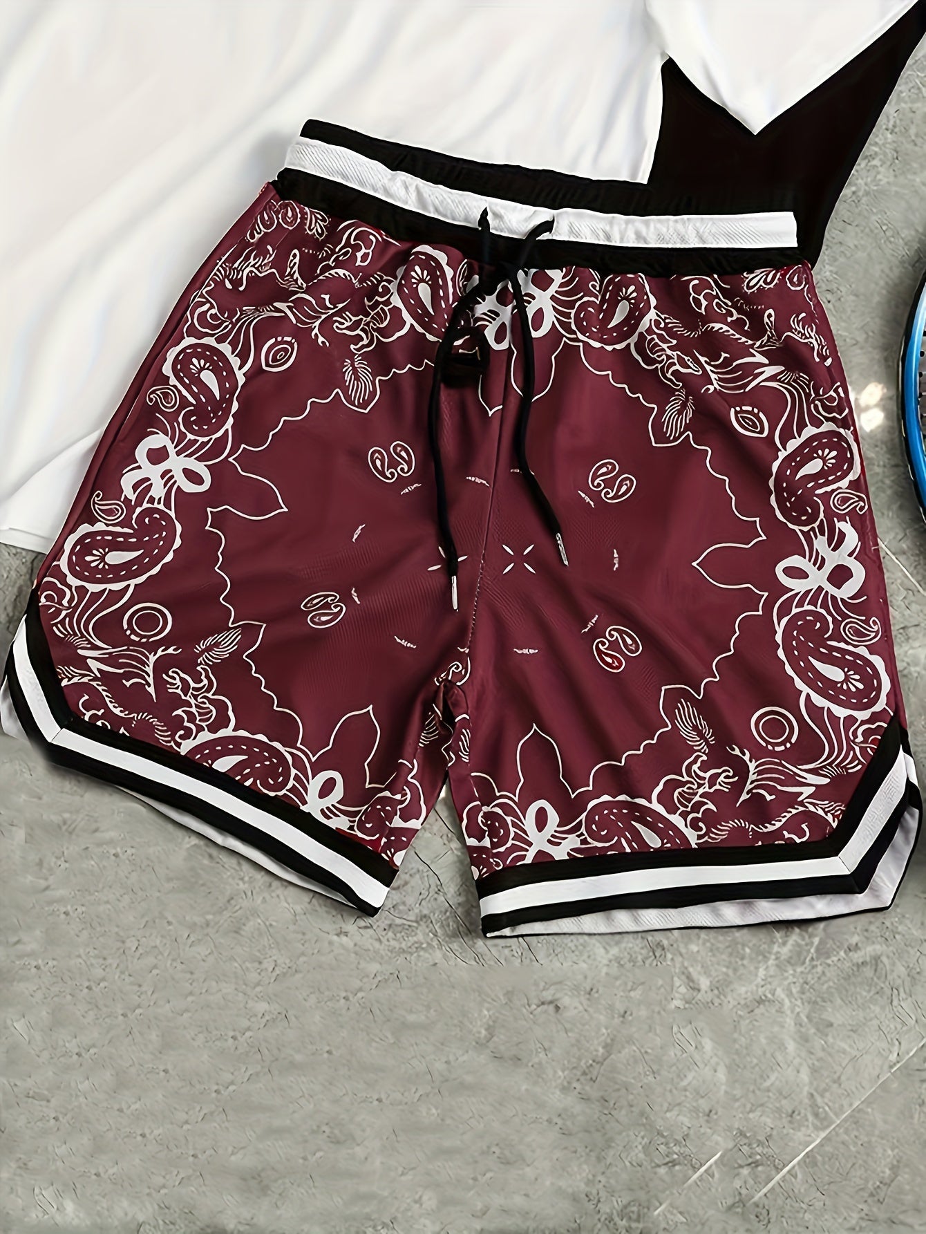 Herren Bandana-Print Basketball Shorts Sport Streetwear Freizeit