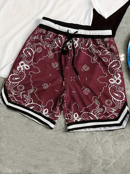 Herren Bandana-Print Basketball Shorts Sport Streetwear Freizeit