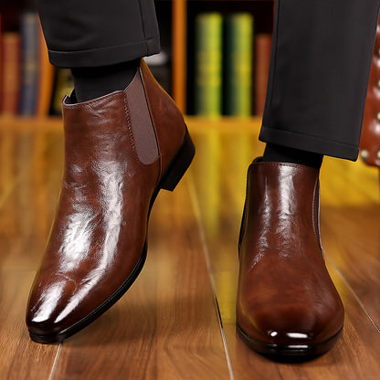 Herren Stiefeletten Klassisch Elegant mit Elastikeinsatz