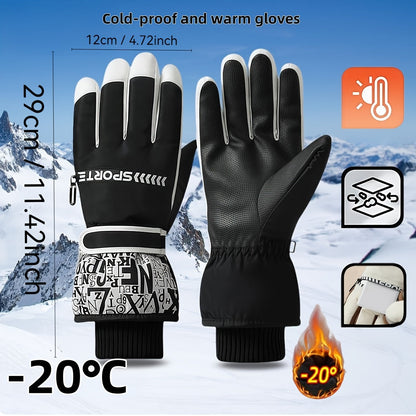 Winterhandschuhe Wasserdichte Kälteschutz Handschuhe mit Grippalm Unisex Schwarz Weiß