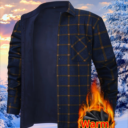 Herren Thermohemd-Jacke 2-in-1 mit Windschutz und Warmfutter – Kariertes Outdoor-Freizeithemd